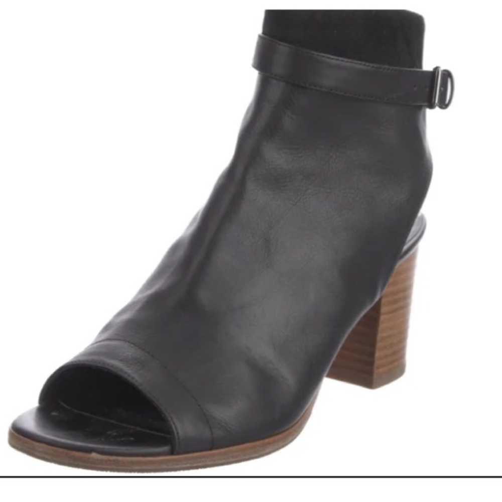 Vince Black Open Toe/Heel Leather/Suede Block Heel 5.5